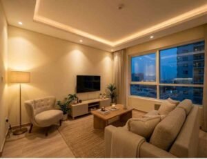 layered lighting living room dubai apartmen